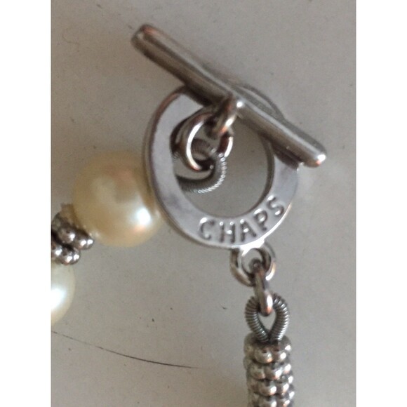 Vintage Chaps Faux Pearls Glass Beads Necklace with Silver Tone Beads & Clasp - Picture 9 of 9